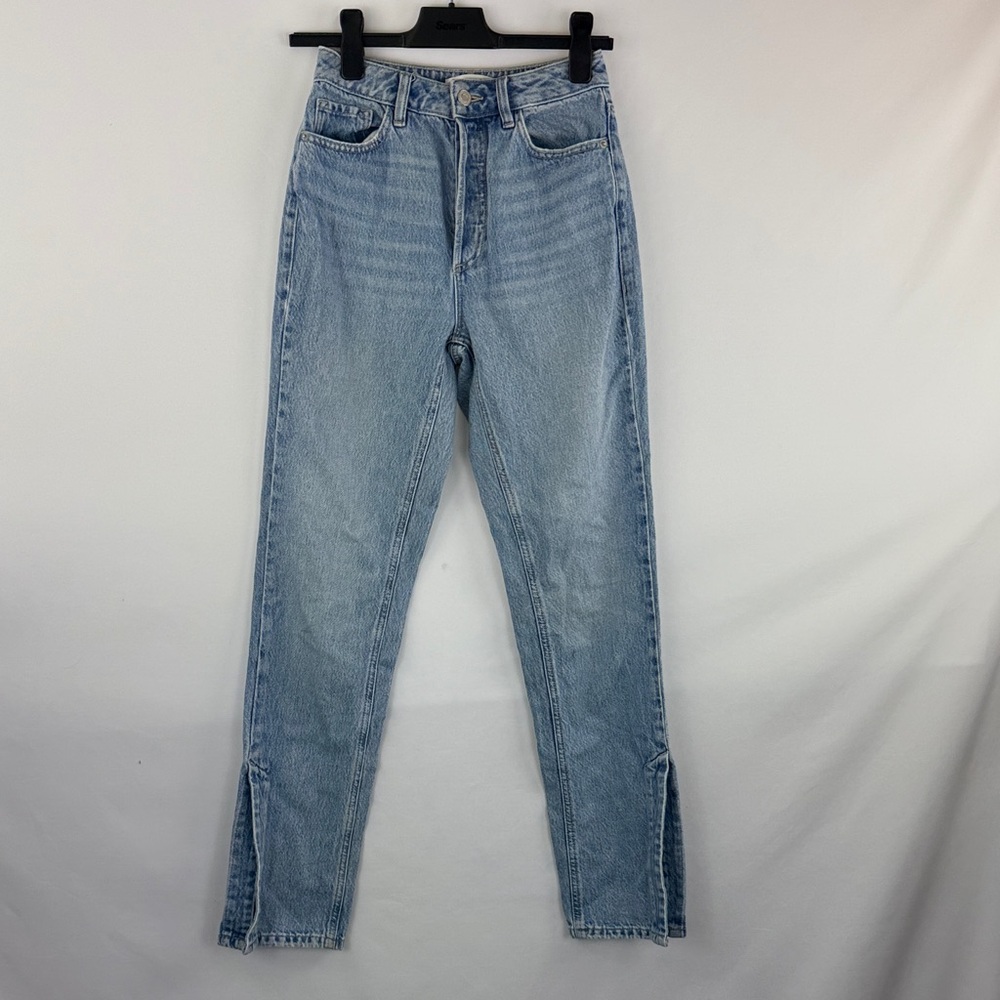 Dynamite Gisele High-Rise Multi-Button Up Light Blue Jeans w/ Ankle Slit Size 26
